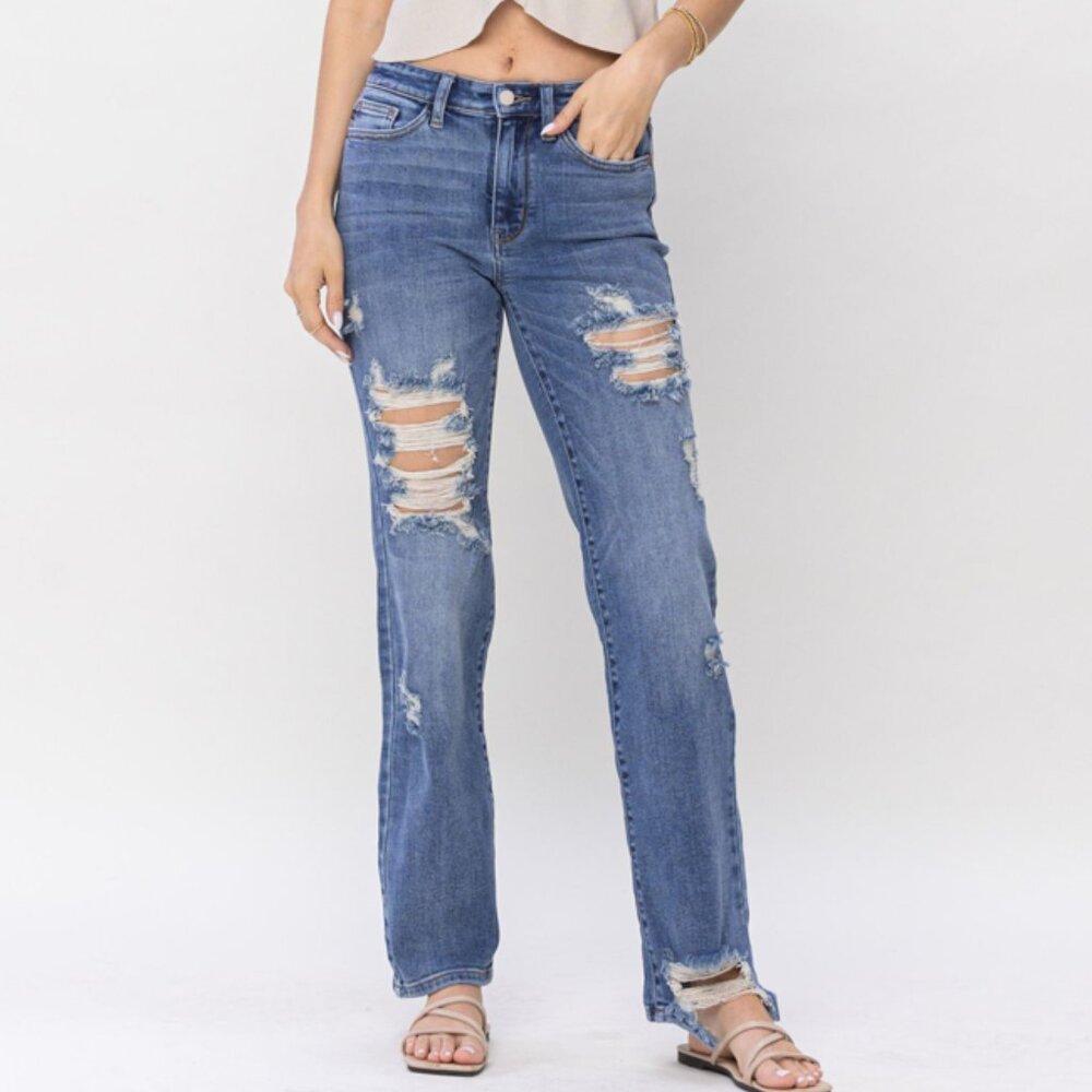 Judy Blue Straight Leg, Destroyed Jeans